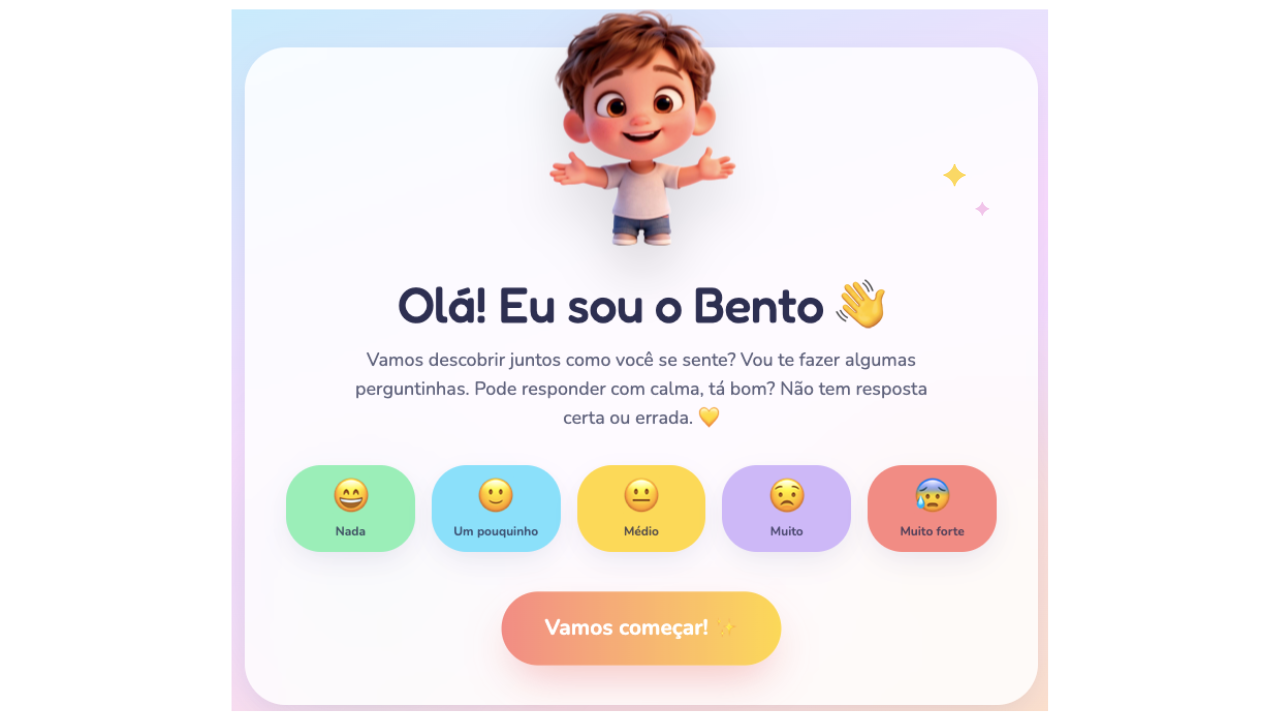 Interface do Bento, personagem terapêutico do ConectaMente